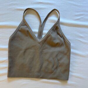 Set Active Ribbed V Top- Size XS, Sand Color